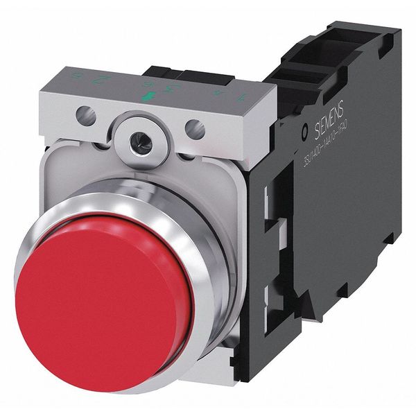 Siemens Push Button, 22mm, Red, Metal Bezel 3SU1150-0BB20-1FA0