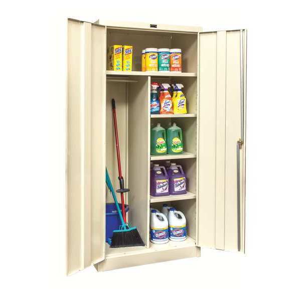 Zoro Select 24 ga. ga. Steel Wardrobe Storage Cabinet, 36 in W, 72 in H, Stationary 250C362472PT