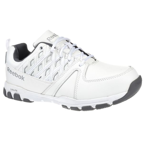 Reebok Work Shoes, 8-1/2, M, White, Steel, Men's, PR RB4443