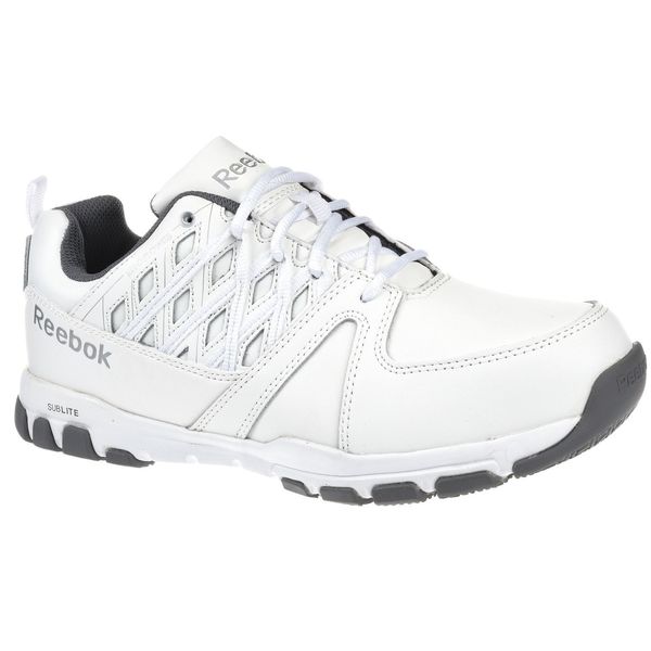 Reebok Work Shoes, 10, M, White, Steel, Men's, PR RB4443