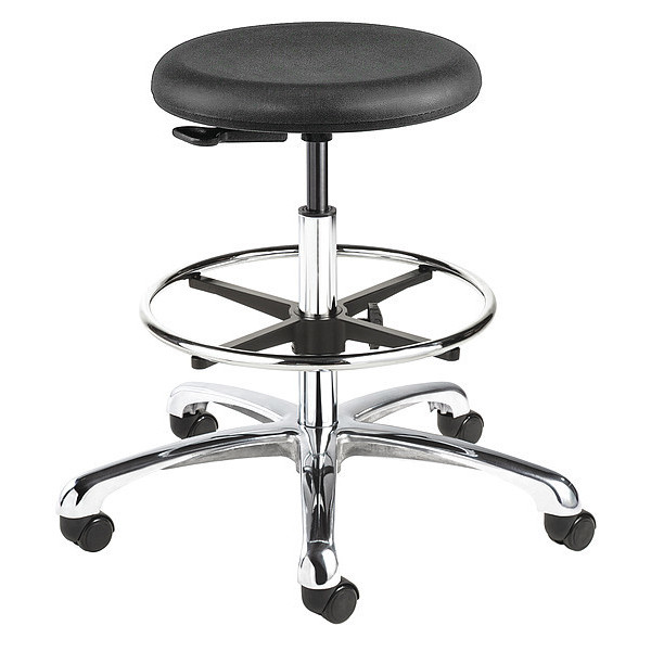 Versa Black Poly Backless stool w/ casters, 16-21", Footring 3550-P-ACF-18-3850S/5