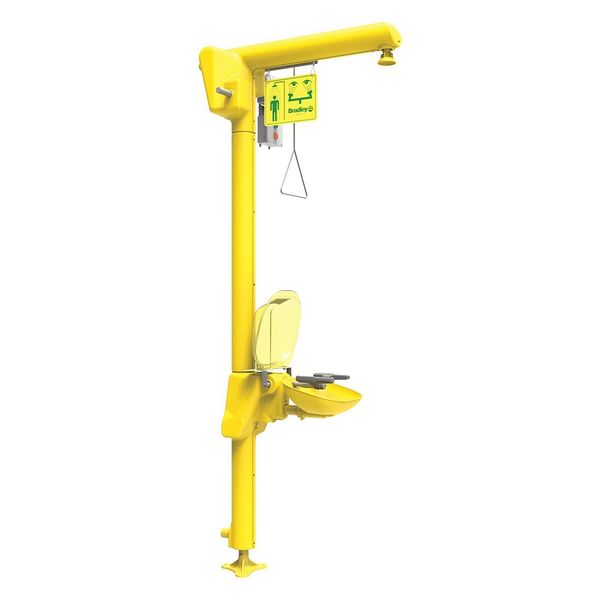 Bradley Floor-Mounted Heat Traced Shower with Plastic Bowl in Yellow S19-304GABL