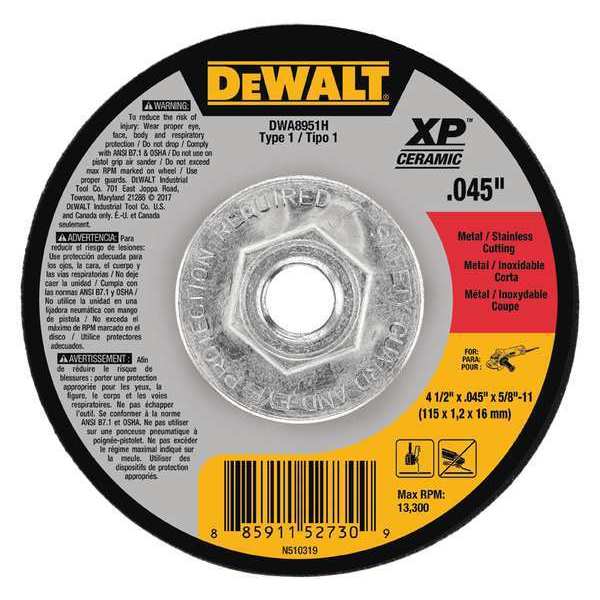 Dewalt 4-1/2" x .045" x 5/8"-11 XP CER T1 Mini Hub DWA8951H