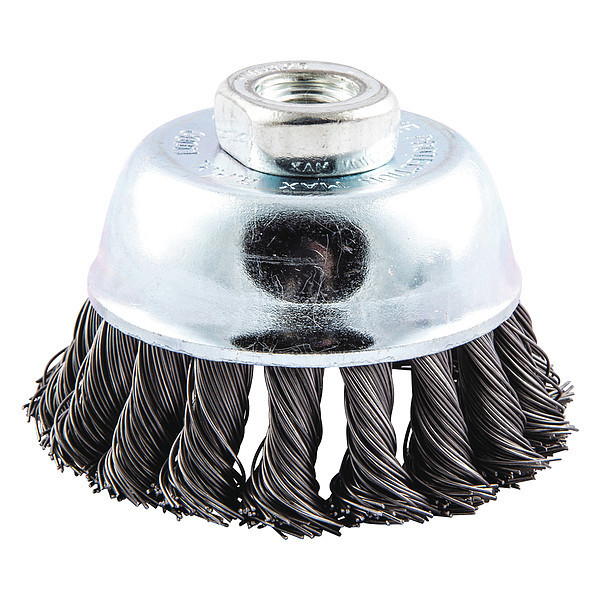 Zoro Select Knot Wire Cup Brush, Threaded Arbor Mount, Brush Dia.: 3 in 66252839075