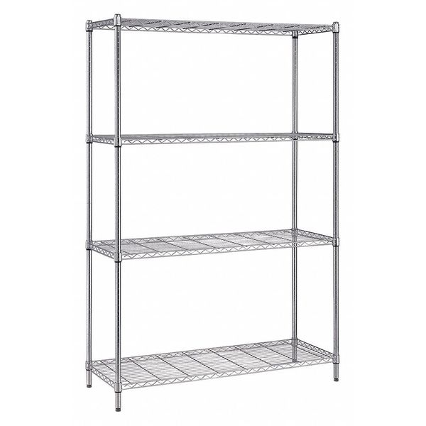 Quantum Storage Systems Wire Shelving Unit, 18"D x 42"W x 72"H, 4 Shelves, Chrome RWR72-1842LD