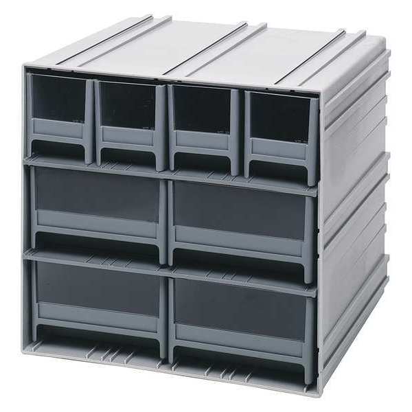 Quantum Storage Systems Parts Cabinet With Drawers with 8 Drawers, polypropylene, 11-3/4 in W x 11-3/8 in D QIC-4244GY