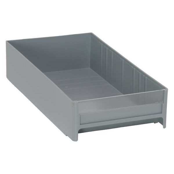 Quantum Storage Systems Not Specified Interlocking Storage Bin, Polystyrene, 5-5/8 in W, 2-1/2 in H, 11 in L, Gray IDR203GY