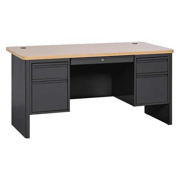 Sandusky Lee Teachers Desk, 30" D, Base: Black, Top: Maple, Laminated DP706030BM