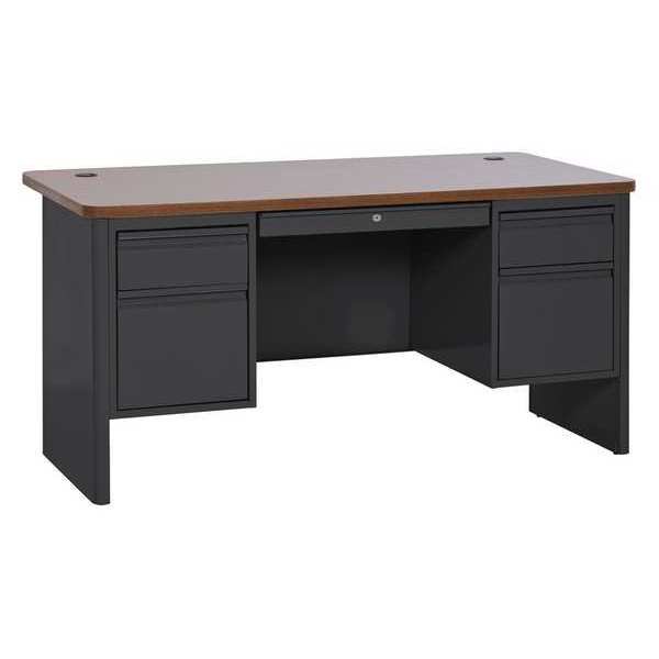 Sandusky Lee Teachers Desk, 30" D, Base: Black, Top: Medium Oak, Laminated DP706030BO