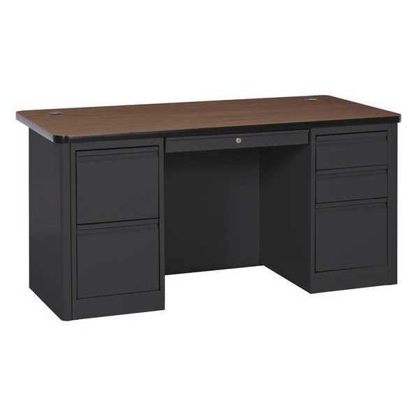 Sandusky Lee Teachers Desk, 30" D, Base: Black, Top: Walnut, Laminated DP906030BW