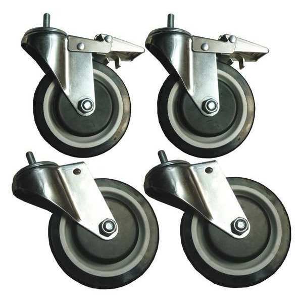 Sandusky Lee Rubber Casters, with Brake, 5 in., PK4 WSCASTER5