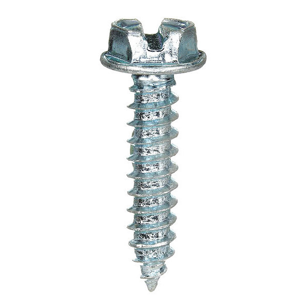 Zoro Select Sheet Metal Screw, #10 x 1-1/2 in, Zinc Plated Steel Hex Head Slotted Drive, 100 PK U28100.019.0150