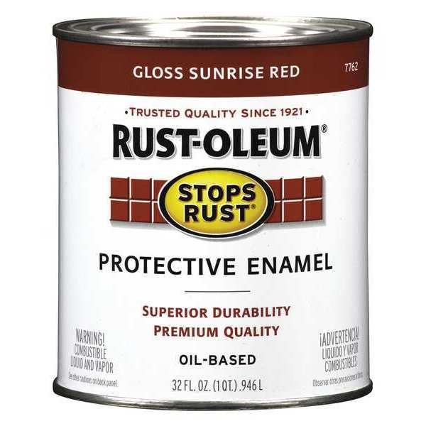 Rust-Oleum Interior/Exterior Paint, Gloss, Sunrise Red, 1 qt 7762502