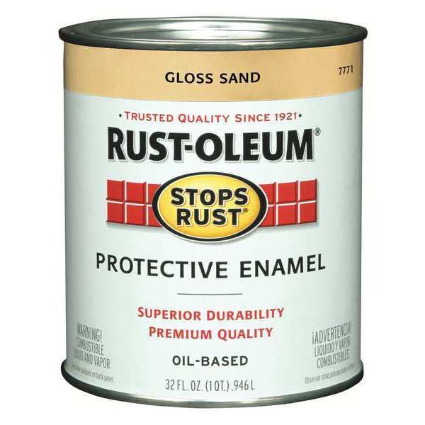Rust-Oleum Interior/Exterior Paint, Gloss, Sand, 1 qt 7771502