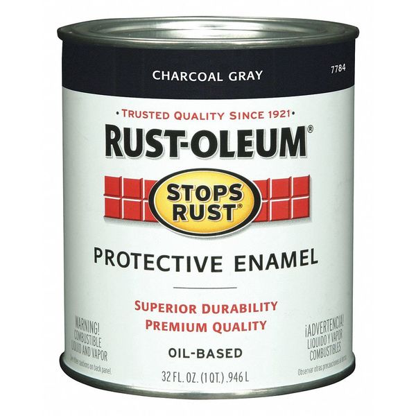 Rust-Oleum Interior/Exterior Paint, Gloss, Charcoal Gray, 1 qt 7784502