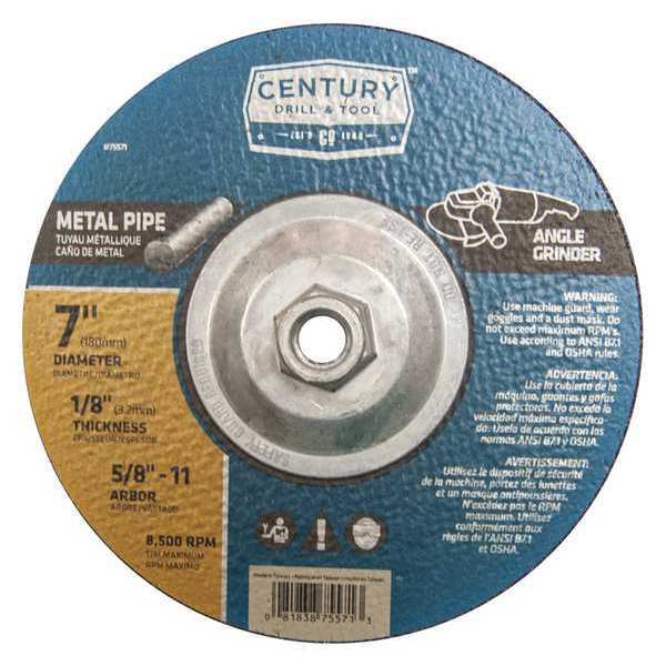 Century Drill & Tool Metal Grinding Wheel, 7x1/8 in., Type 27 75571
