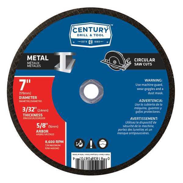 Century Drill & Tool Metal Cutting Blade, 7x3/32 in., Type 1A 08707