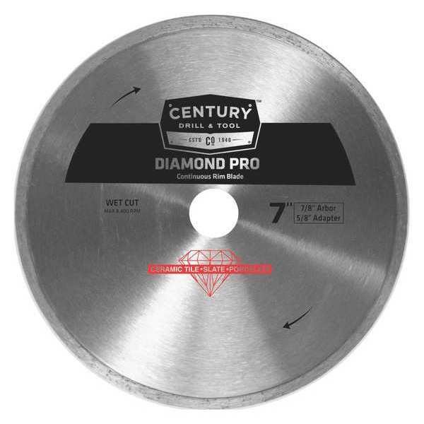 Century Drill & Tool Diamond Saw Blade, 7 in., Continuous Rim 75458