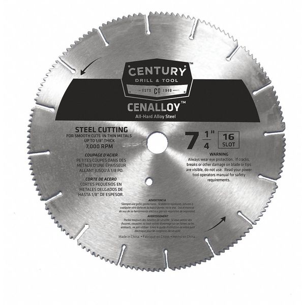 Century Drill & Tool 7-1/4", 16 Slots Iron/Steel Slotted Circular Saw Blade 08207