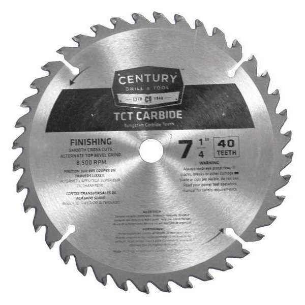 Century Drill & Tool 7-1/4", 40-Teeth Carbide Finishing Blade, TCT 09208