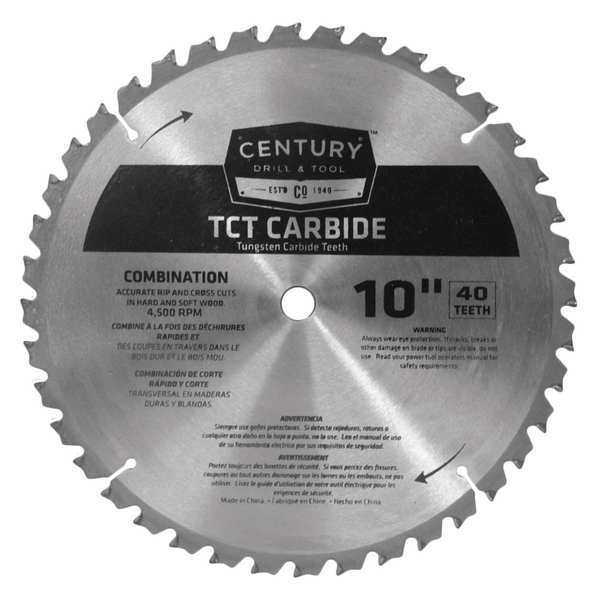 Century Drill & Tool 10", 40-Teeth Carbide Combo Saw Blade, TCT 09934