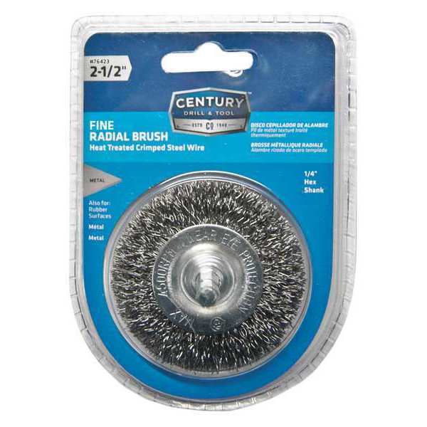 Century Drill & Tool Crimped Radial Wire Brush, 2-1/2 in., Fine 76423