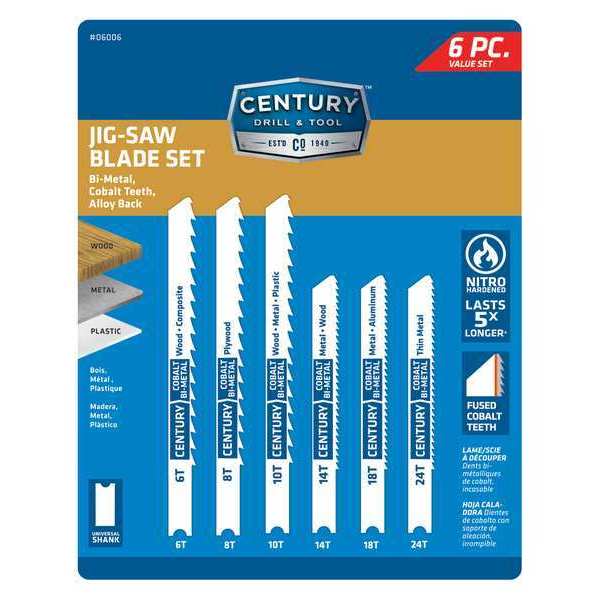 Century Drill & Tool Bi-Metal Jigsaw, 6 Pc 06006