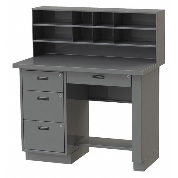 Greene Manufacturing Pedestal/Panel Shop Desk, 54" H, Charcoal ECB-1250-003