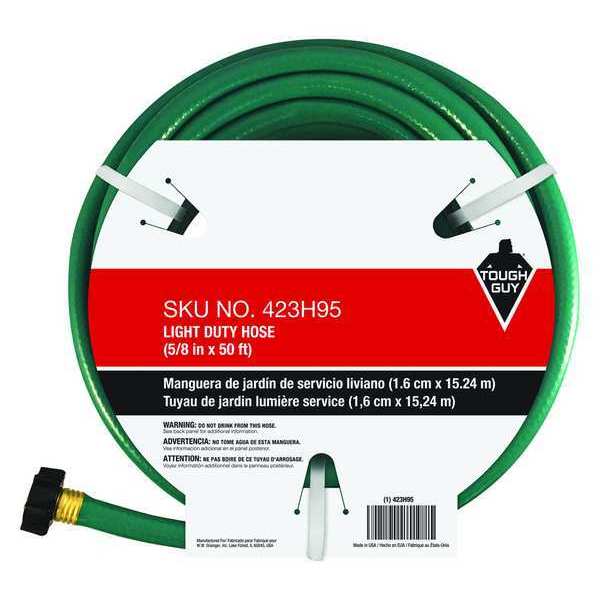 Zoro Select Water Hose, Cold, PVC, 50 ft., Green 423H95