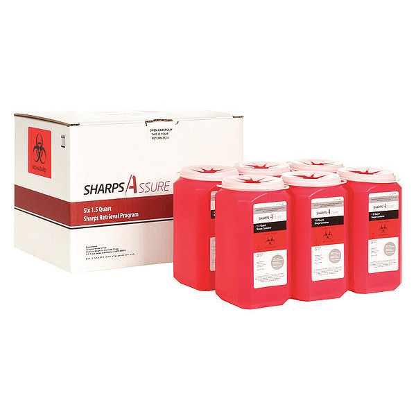 Sharps Assure Sharps Container, 18 gal., Red, Snap Lid SA1Q6