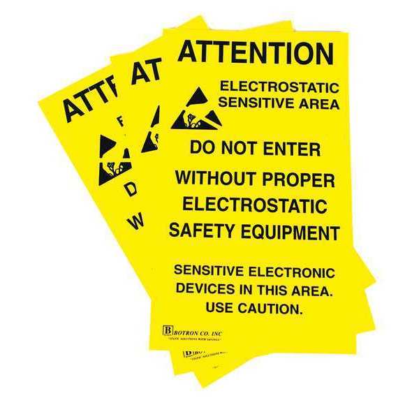 Botron Co ESD Zone Adhesive Sign 1.4ftx11in, PK5 B6717