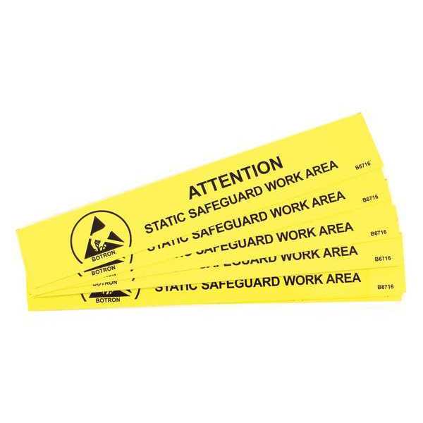 Botron Co ESD Work Area Bench Sign 6inx1in, PK10 B6716