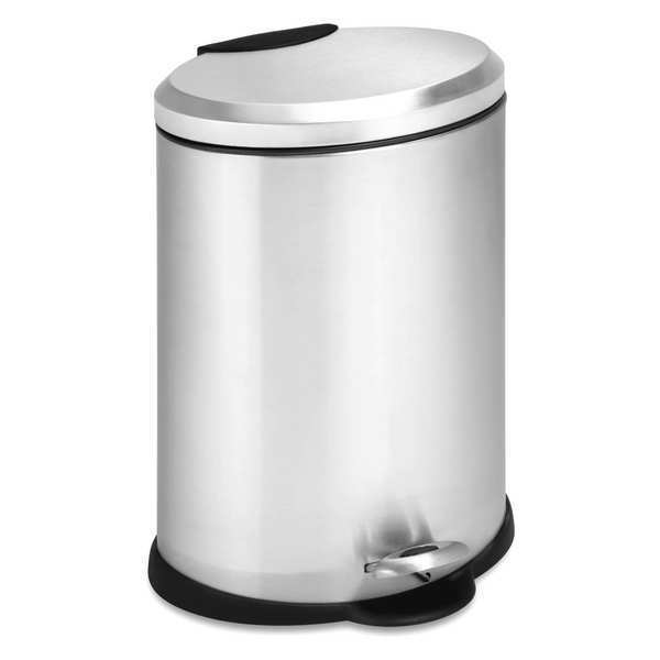 Honey-Can-Do 32 gal Oval Trash Can, Silver, Stainless Steel TRS-01447