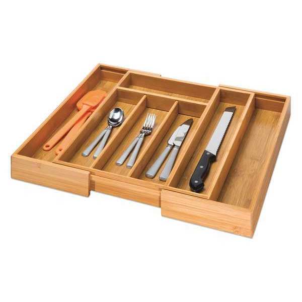 Honey-Can-Do Expandable Bamboo Cutlery Tray KCH-01079