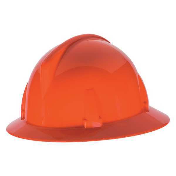 Msa Safety Full Brim Hard Hat, Type 1, Class E, Ratchet (4-Point), Orange 804397