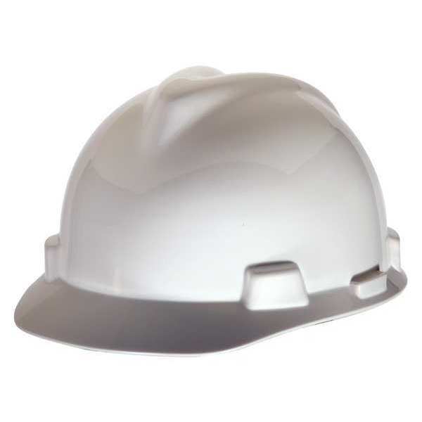Msa Safety Front Brim Hard Hat, Type 1, Class E, One-Touch (4-Point), White 10057441