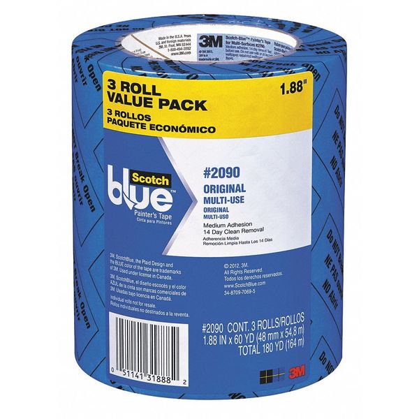 Scotch Painters Masking Tape, 2in., Blue, PK3 209048EVP