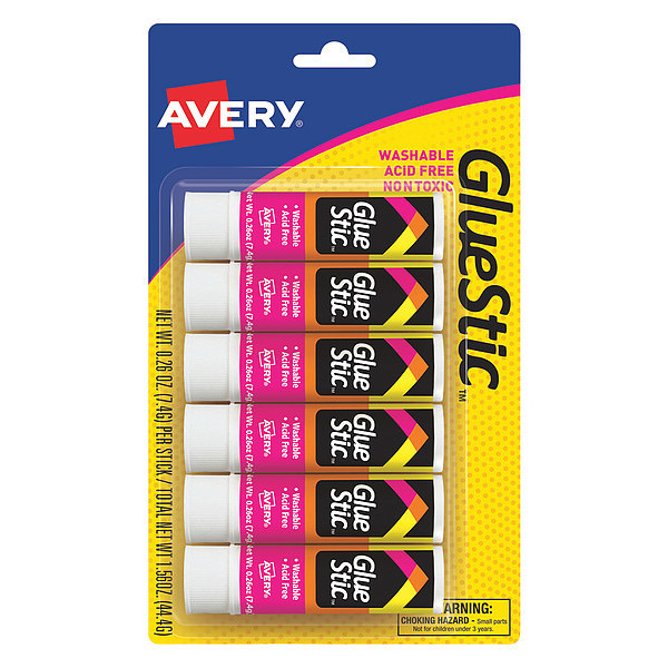 Avery Dennison Permanent Glue Stics, 26 oz., Clear, PK6 98095