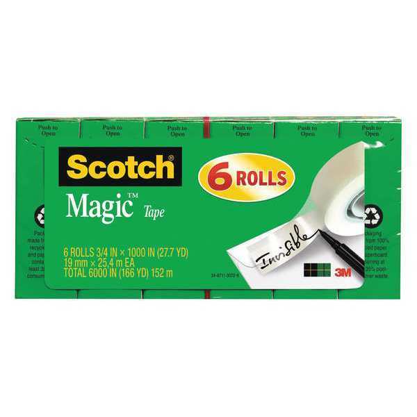 Scotch Magic Tape, 3/4 x 1000 in., Clear, PK6 810-K6