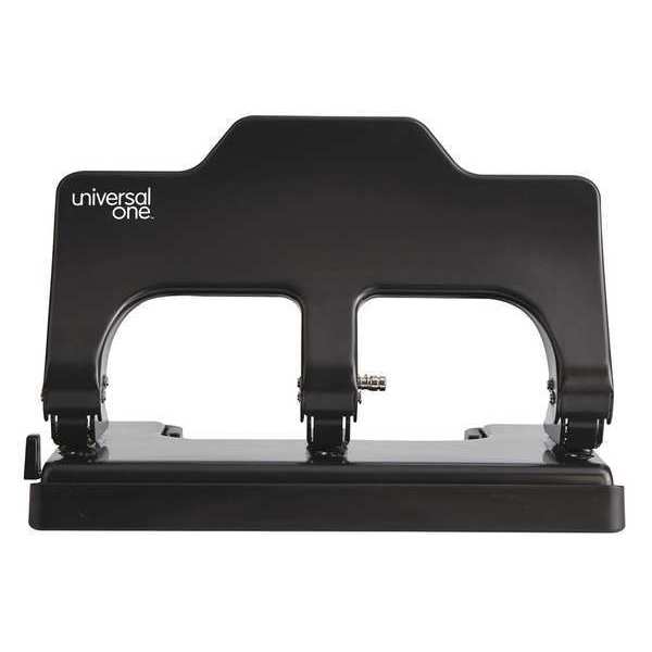 Universal One Power Assist Hole Punch, 3 Hole, Black UNV74325