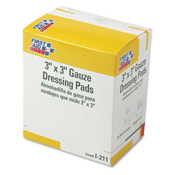 First Aid Only Gauze Pad, 3" x 3", PK10 I-211