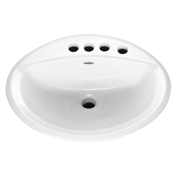 American Standard Countertop Sink, 4" Center Holes, White 0476037.020