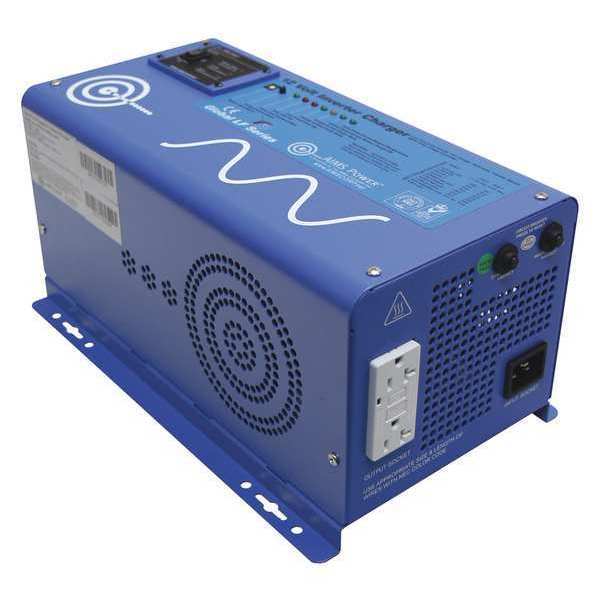 Aims Power Power Inverter and Battery Charger, Pure Sine Wave, 4,500 W Peak, 1,500 W Continuous, 2 Outlets PICOGLF15W12V120VR