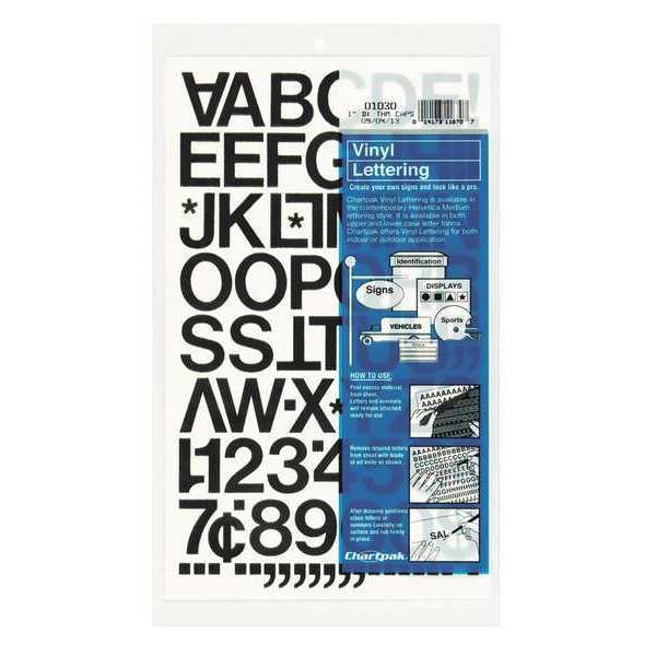 Chartpak Letters, Vinyl, Helvetica, 1", Black, PK88 01030