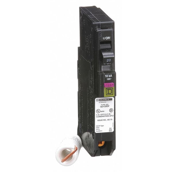 Square D Miniature Circuit Breaker, QO Series 20A, 1 Pole, 120V AC QO120DF