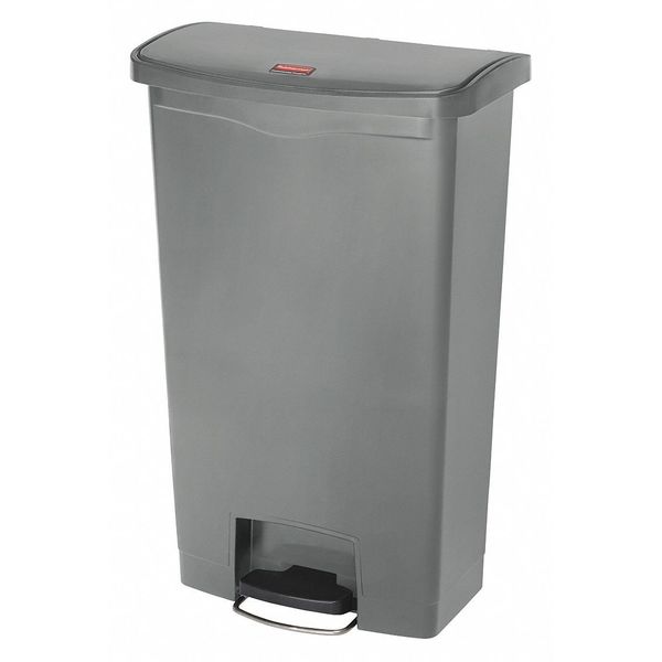 Rubbermaid Commercial 18 gal Rectangular Trash Can, Gray, Resin 1883604