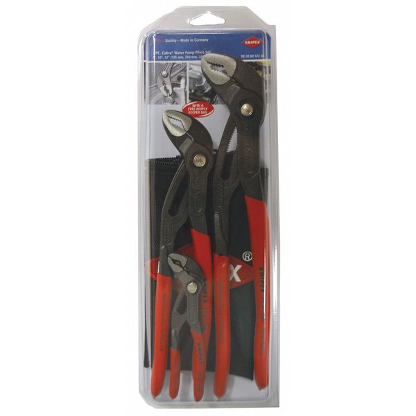 Knipex Pliers Set, W/ Keeper Pouch, 3Pc 9K 00 80 122 US