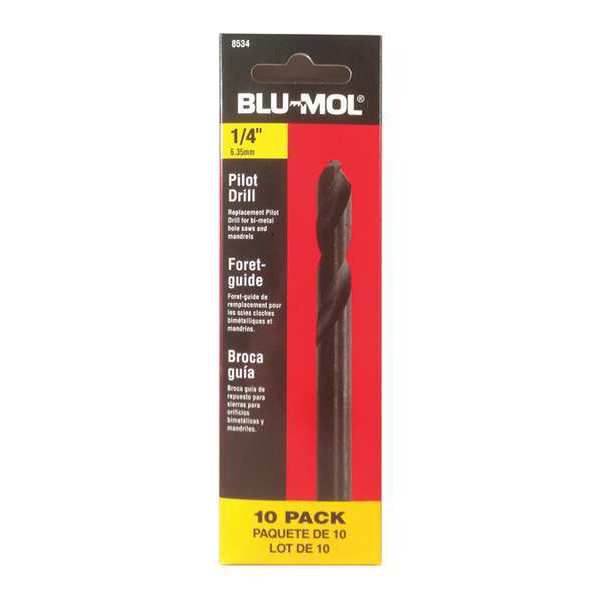 Blu-Mol Pilot Drill, 3-1/4" x 1/4", HSS, PK10 8534