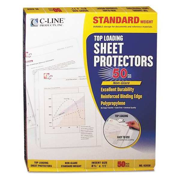 C-Line Products Sheet Protector, Top-Load, Nonglare, PK50 62038