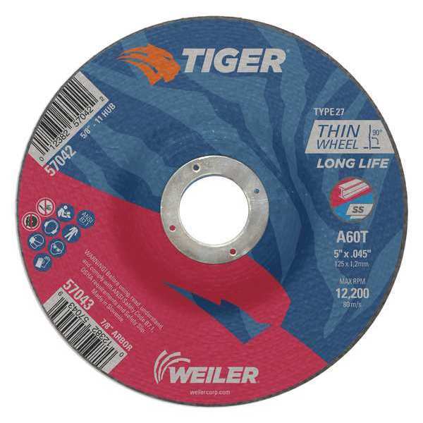 Weiler Cutting Wheel, Type 27, 0.045 in Thick, Aluminum Oxide 57043